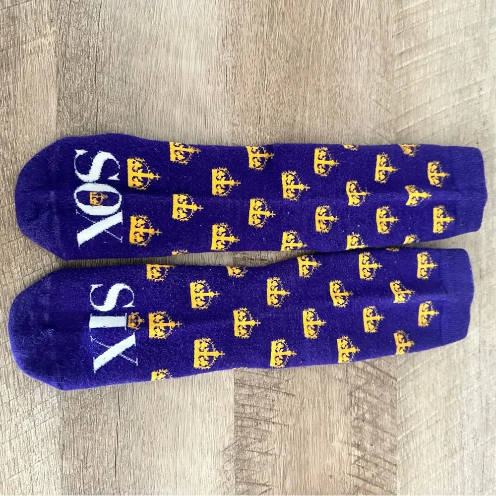 SIX musical Purple Crown Patterned Socks for a teenage girl
